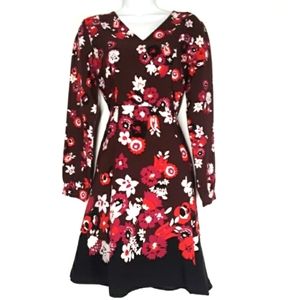 ANN TAYLOR NWT Burgundy Floral A-Line Dress 4 Petite (Small)